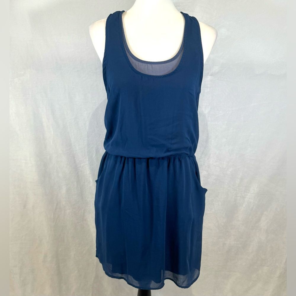 Lush double layer chiffon racerback dress with pockets size medium